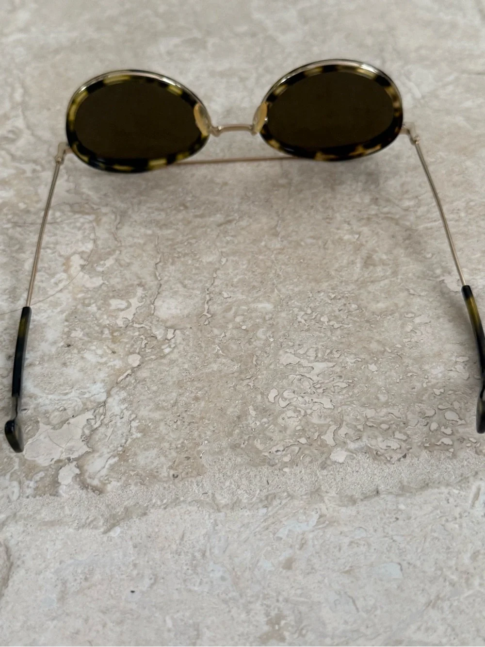 CELINE CL 41424/S Mia Round Havana Green Gold Sunglasses 49mm